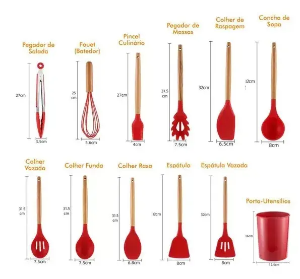 Kit Completo de Utensílios de Silicone: Cozinhe com Estilo e Segurança Cozuti