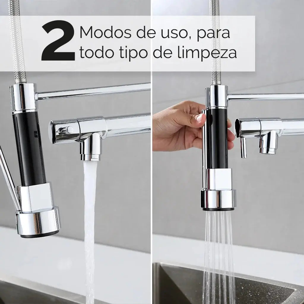 Torneira de cozinha embutida na parede, spray flexível, moderna Cozuti