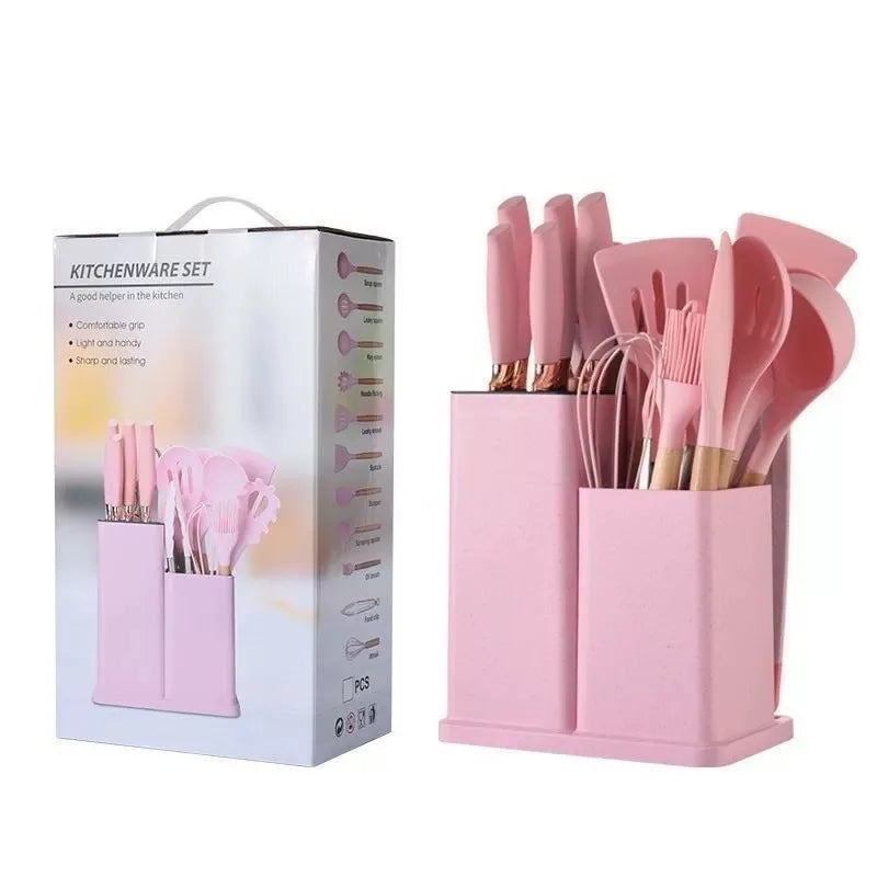 Jogo de Cozinha Kit C/12 Peças de Silicone, Utensílios e Copo Suporte para Coz Cozuti