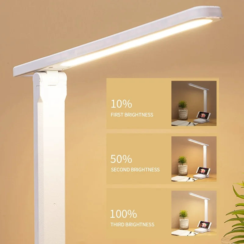 Candeeiro de Mesa LED Regulável Touch, Carregamento USB, 3 Núcleos, Dobrável, Cozuti