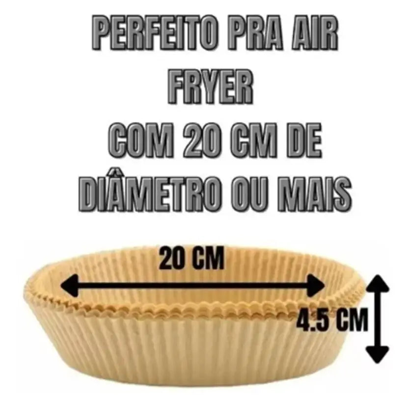 Kit 50 Forro De Papel Descartável Especial P/ Air Fryer Fritadeira para Cozinha Cozuti