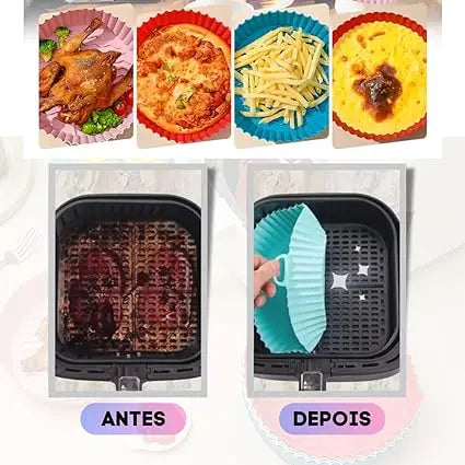 Kit 6 Capas Protetoras de AirFryer de Silicone Redonda Air Fryer e Forno Fritade Cozuti