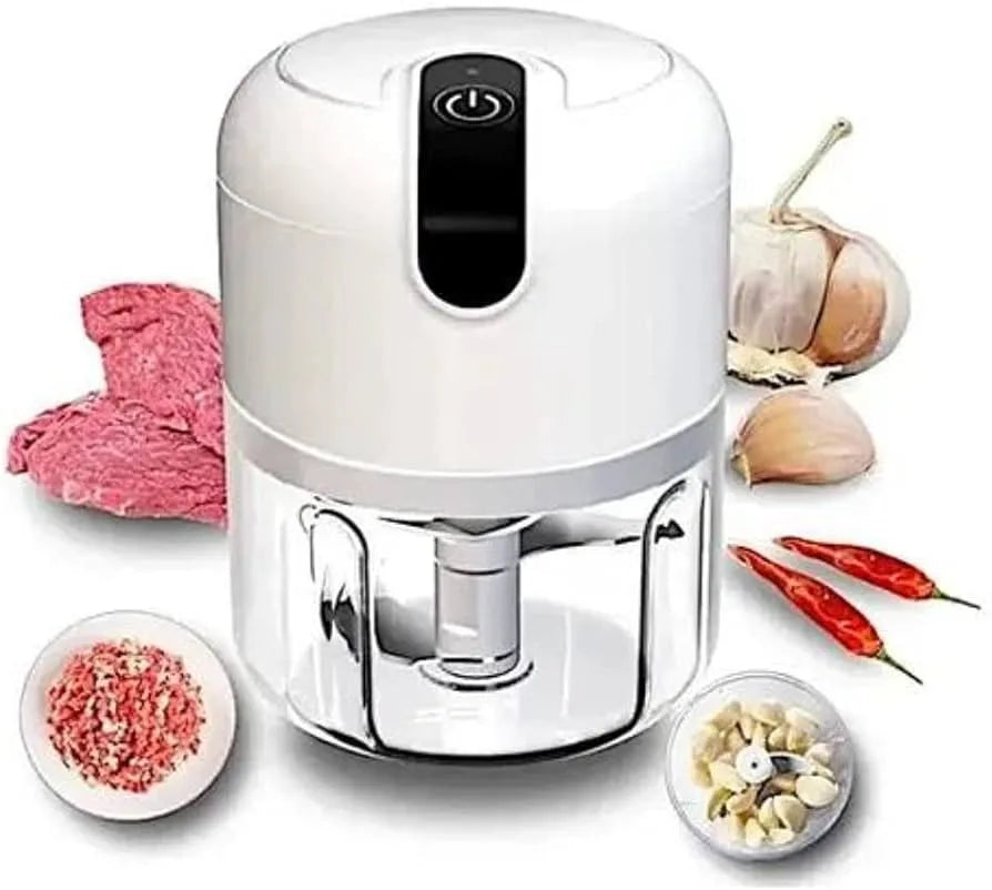Mini Processador Triturador Elétrico 3 Lâminas Moedor Alho Cebola Carne Vegeta Cozuti