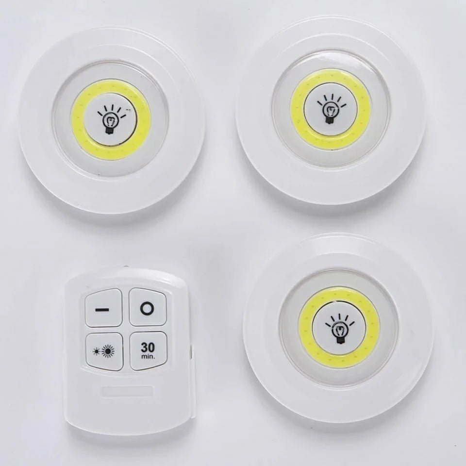 DAFUSHOP Kit 3 Lâmpada Luminária Led Spot Sem Fio Controle Remoto Cozuti