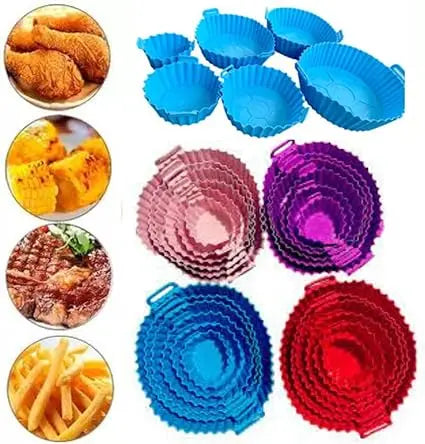 Kit 6 Capas Protetoras de AirFryer de Silicone Redonda Air Fryer e Forno Fritade Cozuti