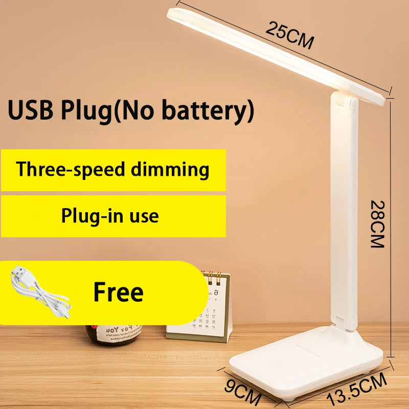 Candeeiro de Mesa LED Regulável Touch, Carregamento USB, 3 Núcleos, Dobrável, Cozuti