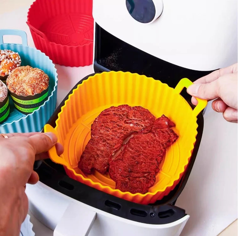Kit 6 Capas Protetoras de AirFryer de Silicone Redonda Air Fryer e Forno Fritade Cozuti