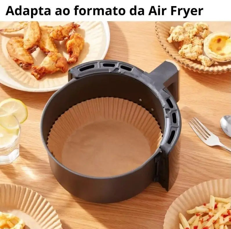 Kit 50 Forro De Papel Descartável Especial P/ Air Fryer Fritadeira para Cozinha Cozuti