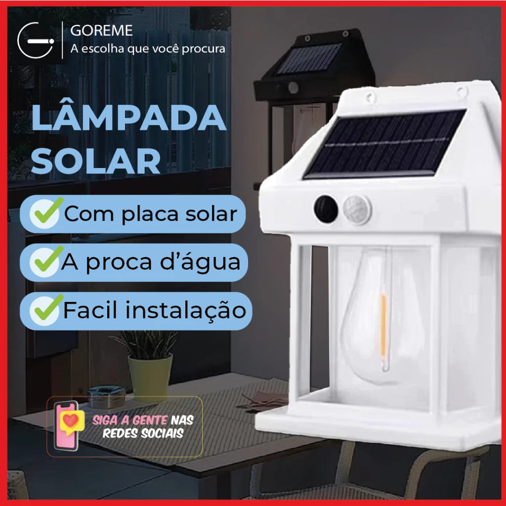 Luminária Solar de Parede Arandela Filamento Colonial Vintage Led Com Sensor De Cozuti