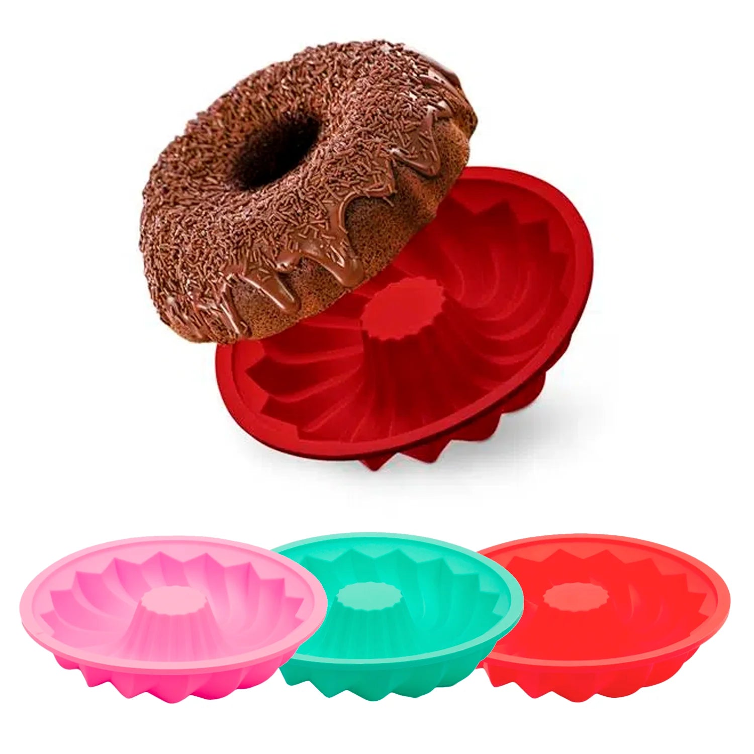 Forma Assadeira de Silicone Vazada mini vulcão para bolos Bundt não gruda Ferr Cozuti