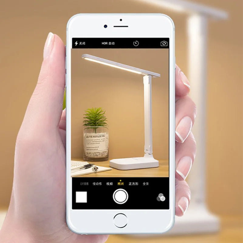 Candeeiro de Mesa LED Regulável Touch, Carregamento USB, 3 Núcleos, Dobrável, Cozuti