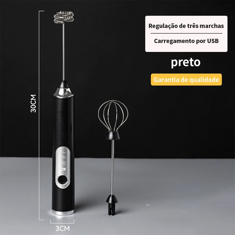 Batedor Misturador Mixer Elétrico para Bebidas Leite Café Clara portátil de O Cozuti