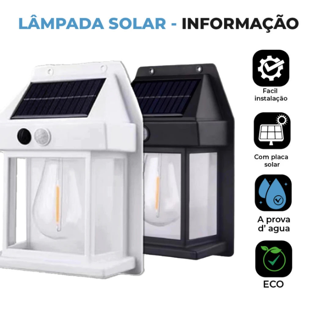 Luminária Solar de Parede Arandela Filamento Colonial Vintage Led Com Sensor De Cozuti