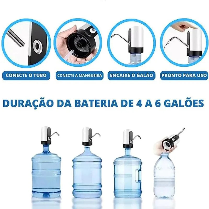 Bomba de Água Para Galão Facilita Retirada de Água Aparelho Elétrico Para Garrafões de Plástico Cozuti