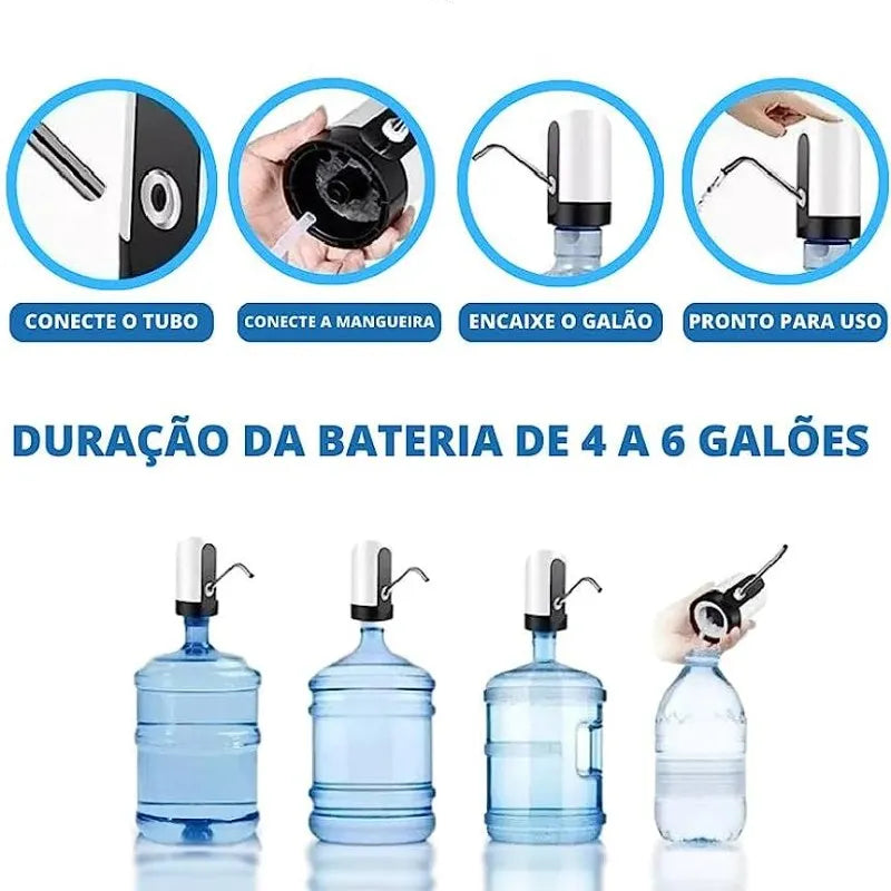 Bomba de Água Para Galão Facilita Retirada de Água Aparelho Elétrico Para Garrafões de Plástico Cozuti