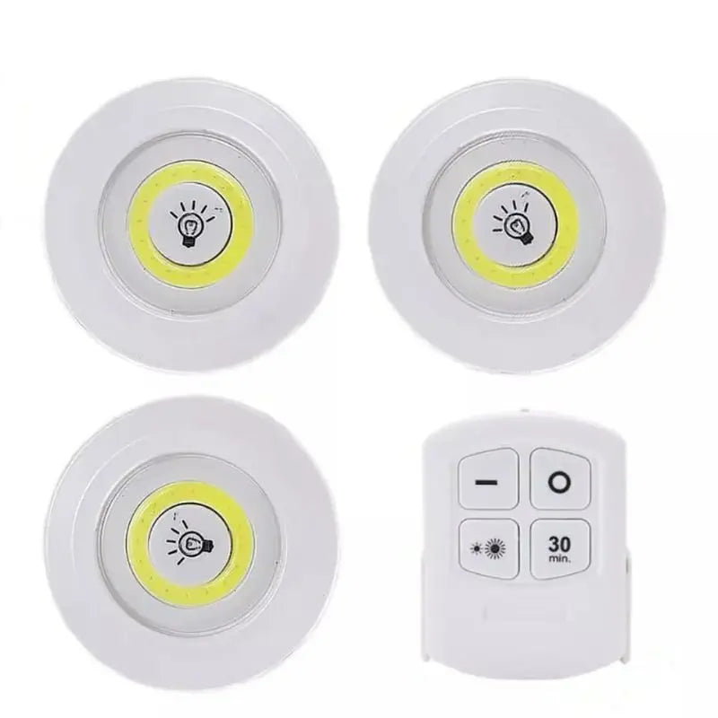 DAFUSHOP Kit 3 Lâmpada Luminária Led Spot Sem Fio Controle Remoto Cozuti