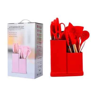 Jogo de Cozinha Kit C/12 Peças de Silicone, Utensílios e Copo Suporte para Coz Cozuti