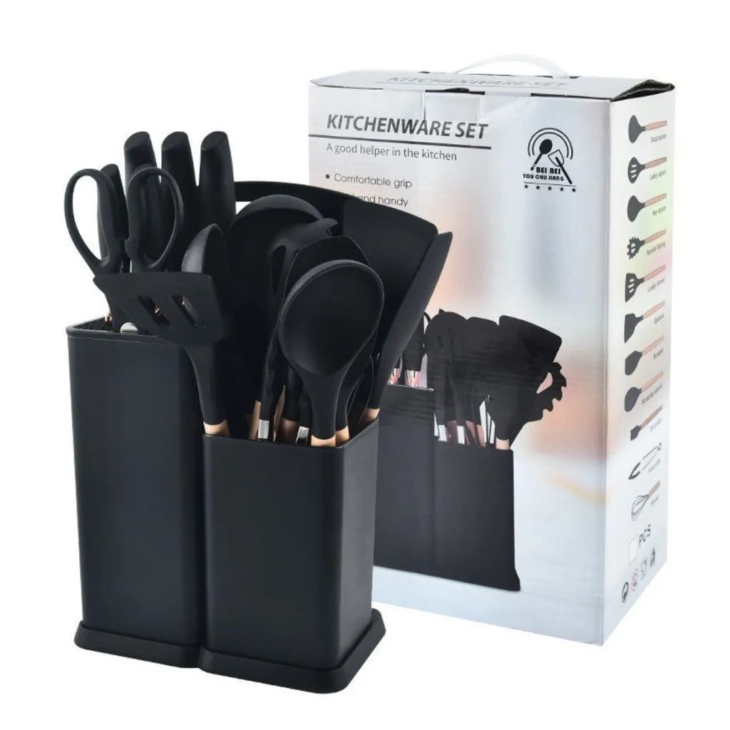Jogo de Cozinha Kit C/12 Peças de Silicone, Utensílios e Copo Suporte para Coz Cozuti