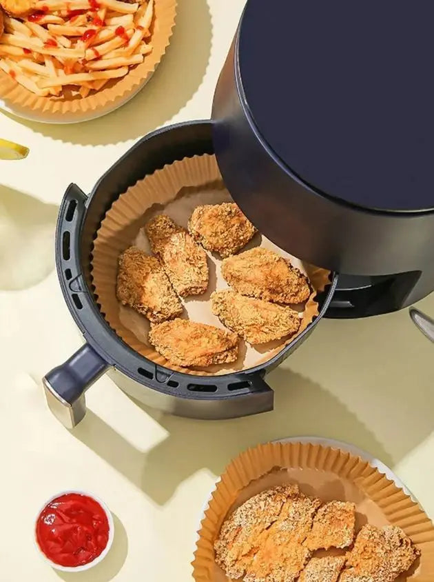 Kit 50 Forro De Papel Descartável Especial P/ Air Fryer Fritadeira para Cozinha Cozuti
