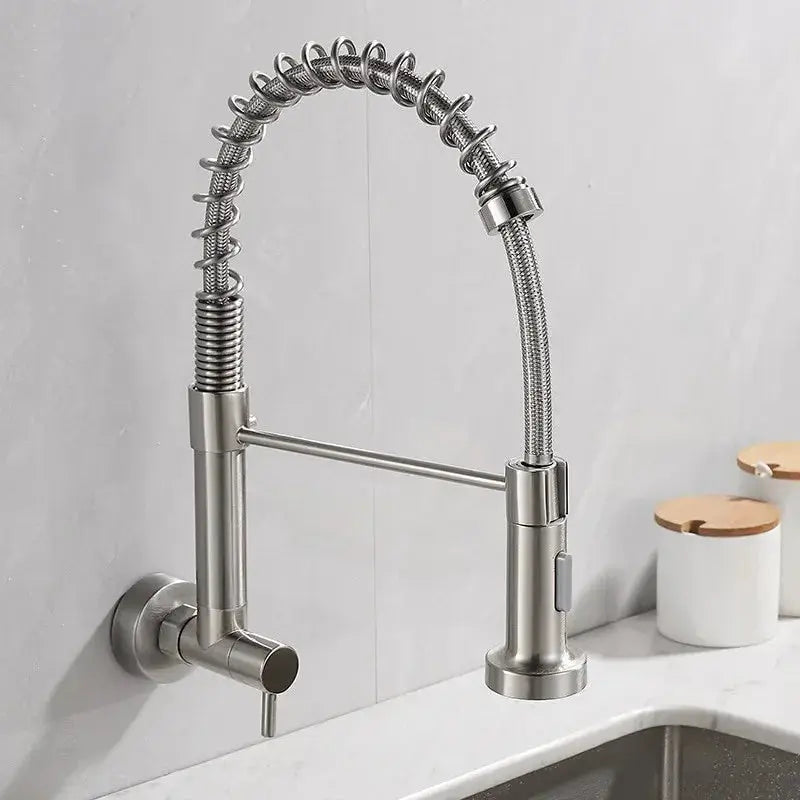 Torneira de cozinha embutida na parede, spray flexível, moderna Cozuti