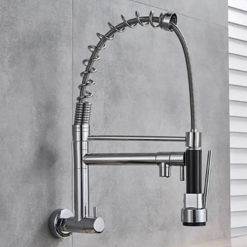 Torneira de cozinha embutida na parede, spray flexível, moderna Cozuti