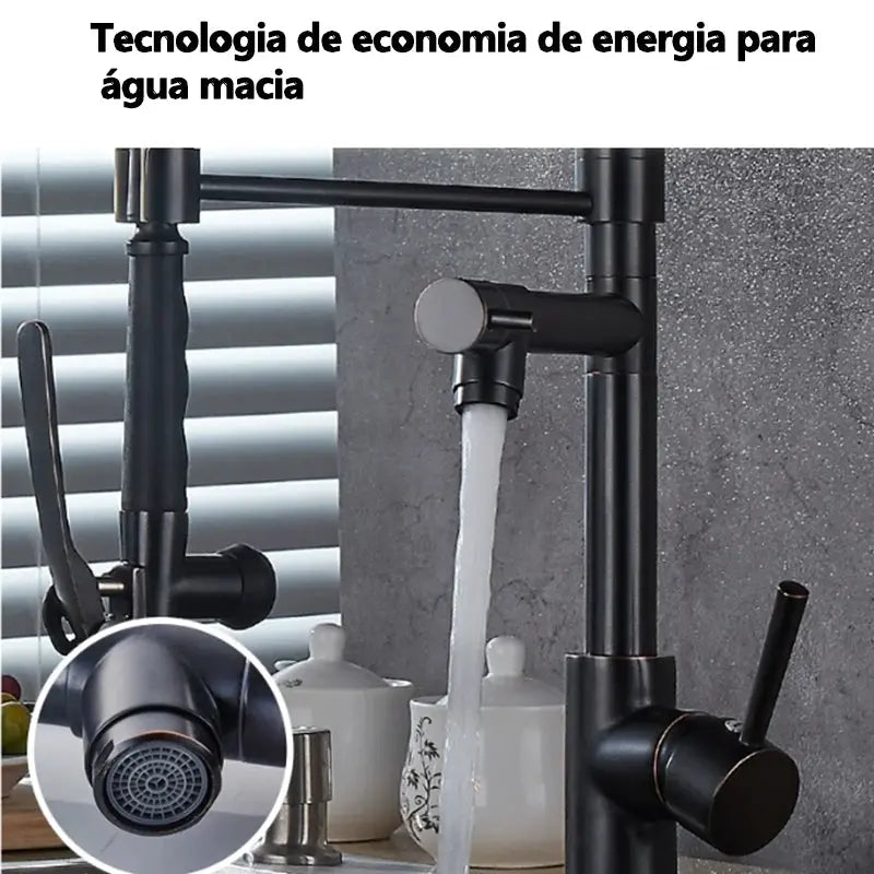 Torneira de cozinha embutida na parede, spray flexível, moderna Cozuti