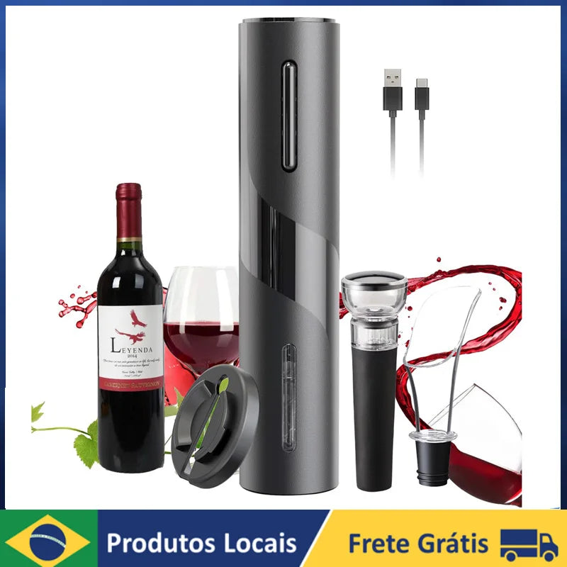 Abridor de Garrafas Elétrico Recarregável para Vinho Tinto, Saca-rolhas, Acess Cozuti