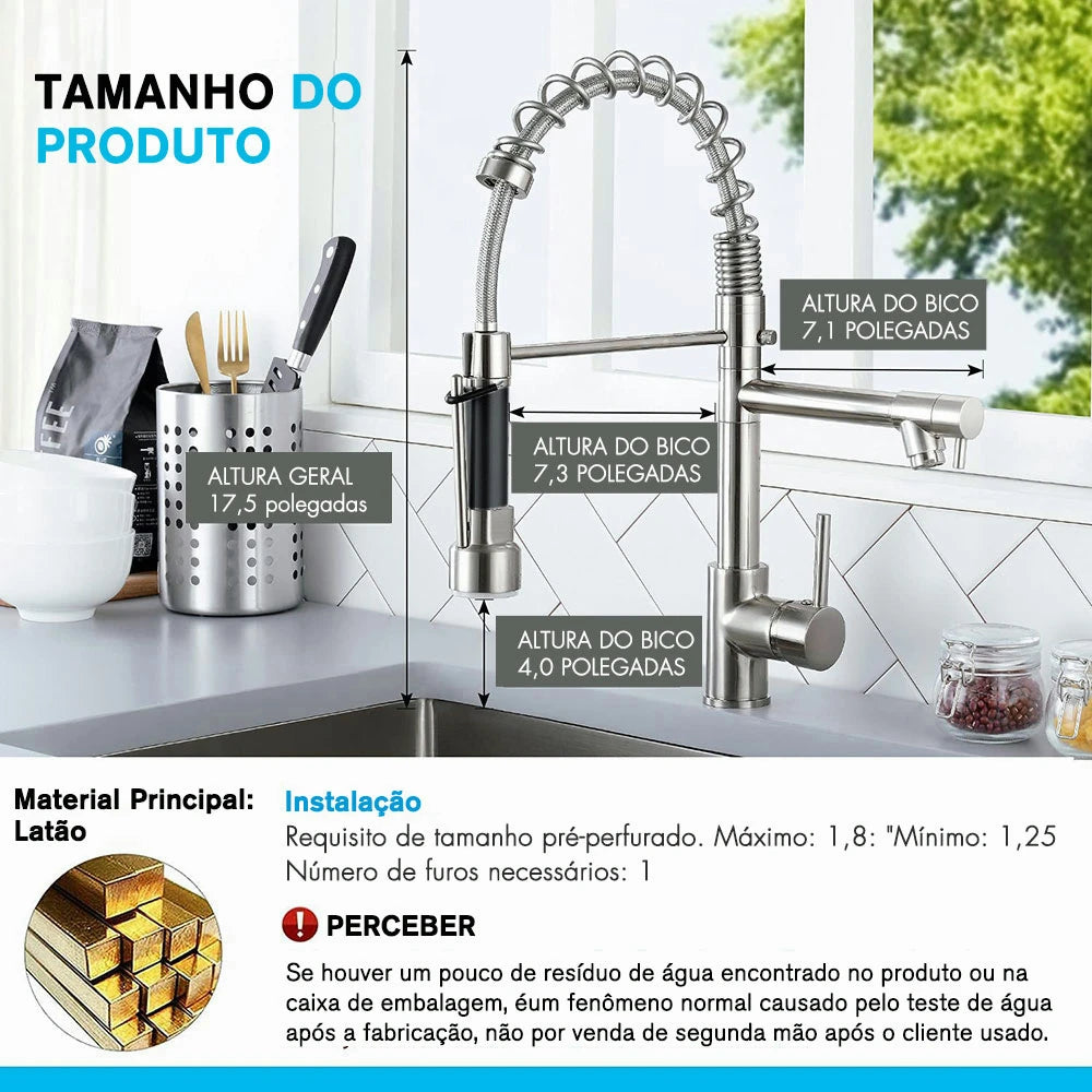 Torneira de cozinha embutida na parede, spray flexível, moderna Cozuti