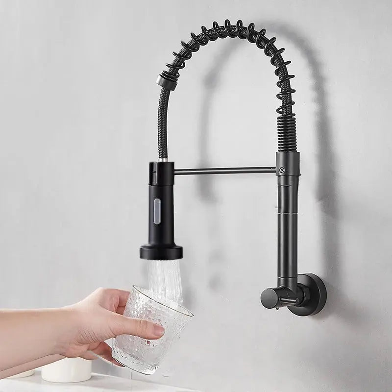 Torneira de cozinha embutida na parede, spray flexível, moderna Cozuti